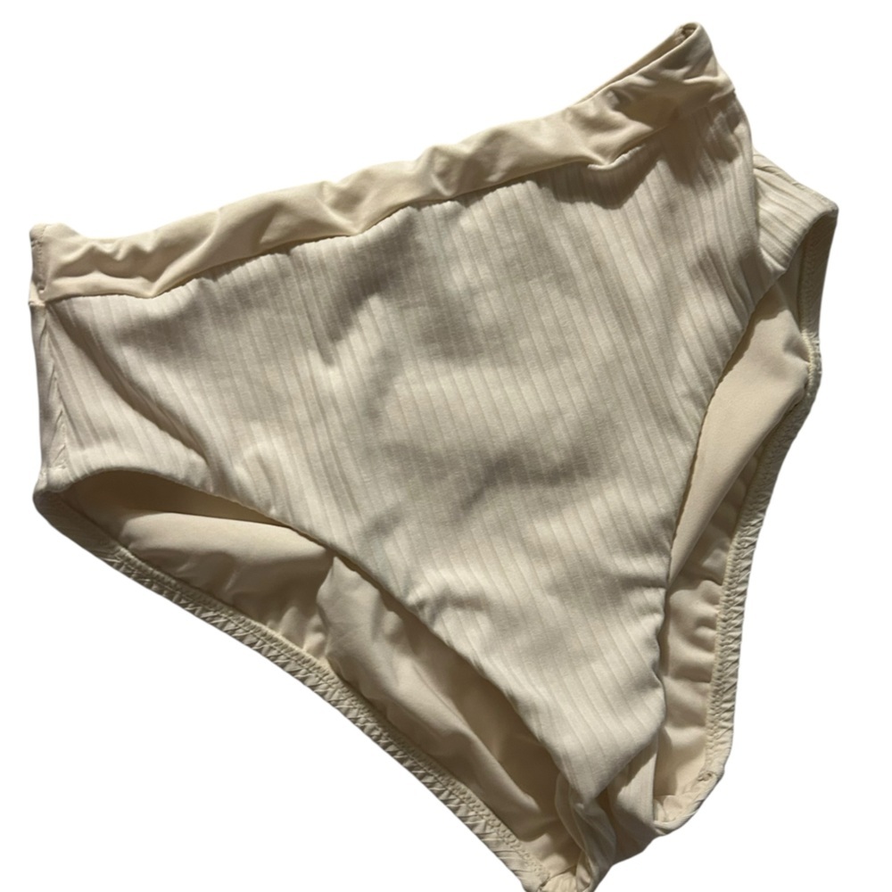 NWT New Anthropologie Sanctuary Banded High Leg White Bikini Bottoms Small